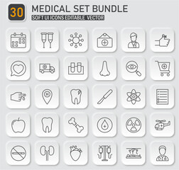 Comprehensive Medical Icon Set: Editable Vector Illustrations for Healthcare Projects