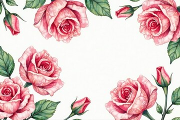 Delicate watercolor roses in soft pastel hues, forming a seamless repeat , background, garden