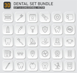 Comprehensive Collection of Dental Care Icons: Modern Soft UI Style Vector Graphics