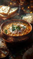 Traditional Indian meal with creamy curry high resolution picture