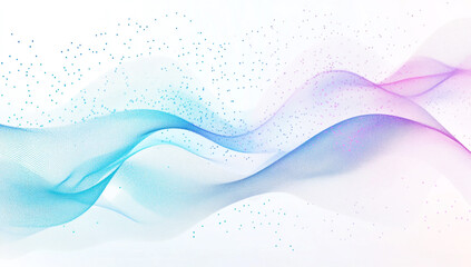 Abstract Wave-Like Lines with Dots and Pastel Colors of Blue, Pink, and White