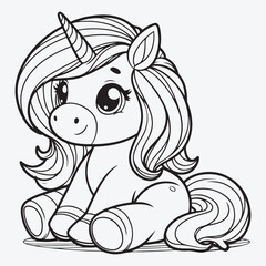 Cartoon unicorn outlined for coloring book isolated on a white background stock illustration