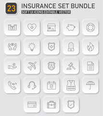 Insurance Protection Vector Icon Set Bundle for Financial and Health Coverage