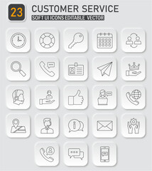 Versatile customer service thin line icon collection for business, marketing, technology, and communication