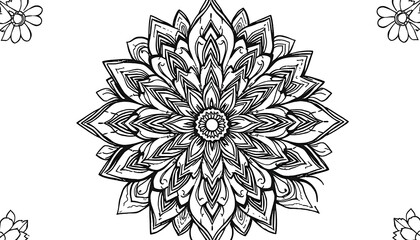 Detailed Floral Mandala Design with Geometric Patterns and Decorative Accents