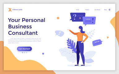 Flat Landing Page Template With Characters. Business Vector Illustration