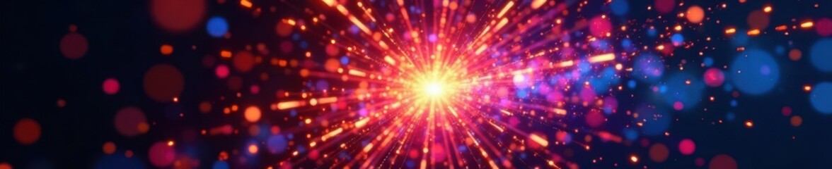 Fototapeta premium Vibrant explosion of colorful sparks in mid-air, forming a stylized starburst shape , fireworks, sparks