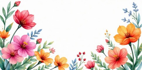 Vibrant watercolor floral arrangement featuring colorful blooms in a whimsical design, color, flower