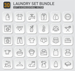 Minimalist Laundry Icons Collection: A Modern and Editable Vector Set