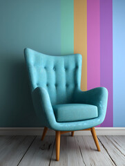 Fototapeta premium Sofa seats in front of colorful wall