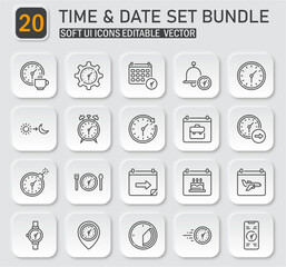 Comprehensive time and date icons collection for efficient scheduling design