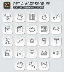 Comprehensive pet care and accessories icon collection for modern design needs