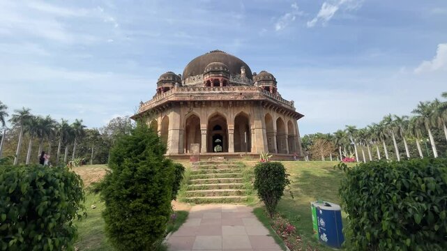 Sikandar Lodi Tomb, Delhi in Lodhi Garden under blue sky in India
