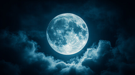 shining moon reflecting to the clouds