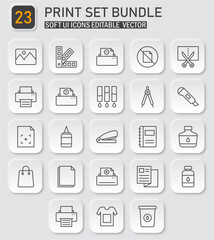 Extensive Vector Icon Set: Design and Printing Supplies Collection, Editable Format