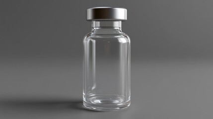 Empty Glass Vaccine Vial on Gray Background