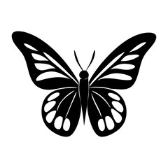 Butterfly silhouette vector icon white background.