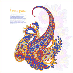 Obraz premium Paisley pattern in indian batik style. Floral vector illustration