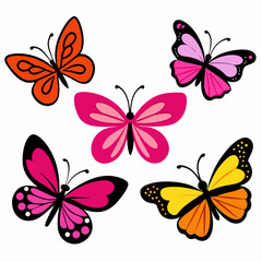 Butterfly silhouette vector icon white background.