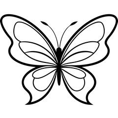 Black and white butterfly tattoo design vector illustration with floral and decorative elements