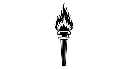Burning Torch in Black and White Representing Enlightenment