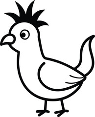 comical bird with punk hairstyle and a mouse like vector art.