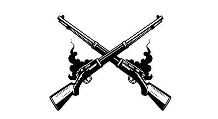 Crossed Antique Rifles in Monochrome Representing History