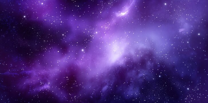 Abstract Purple Galaxy Background with Stars and Nebula for Space Themed Banner and Cosmic Design Concepts