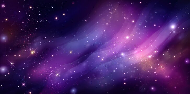 Abstract Purple Galaxy Background with Stars and Nebula for Space Themed Banner and Cosmic Design Concepts