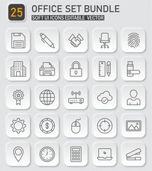 Comprehensive Set of Office Icons for Modern UI Design applications and presentation