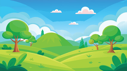 Obraz premium Desert landscape, vast sand dunes, golden sunset, orange sky, large sun, mountainous horizon, warm colors, stylized illustration, vector art, minimalist design, tranquil scene, barren wilderness, roll