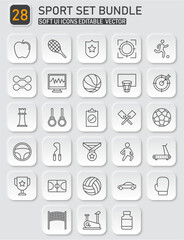 Neumorphism Style Sports Icon Set: Vector Bundle for Athletic and Fitness Activities