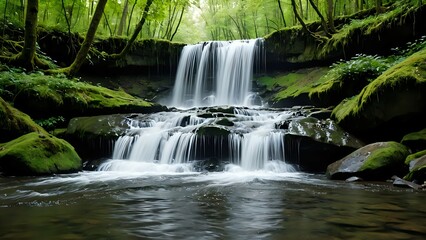 Obraz premium Serenity Falls in a Tropical Jungle Paradise