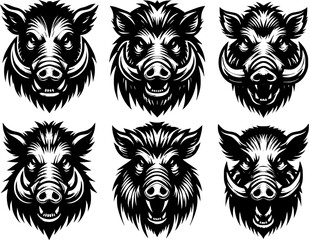 Black and white tribal warthog tattoo design