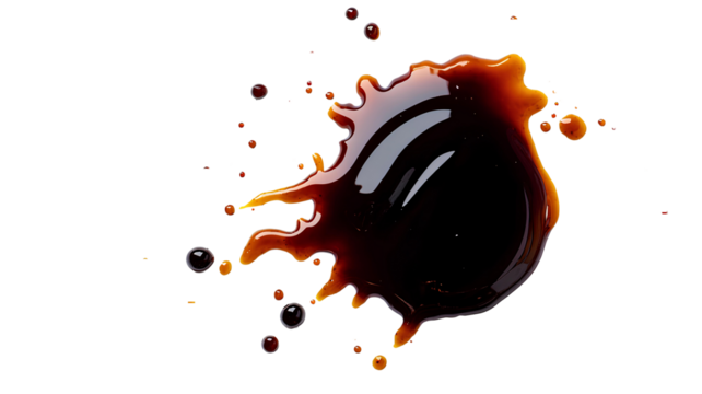 black soy sauce splash on transparent background