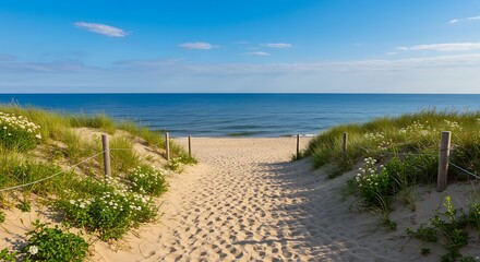 Sun-Kissed Dunes, Azure Dream AI Generated