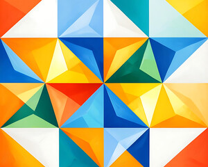 Fototapeta premium Vibrant geometric patterns create abstract visual experience with colorful shapes and angles that captivate viewer