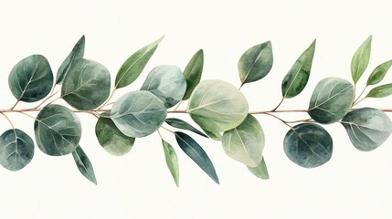 Eucalyptus branch border, painted leaves