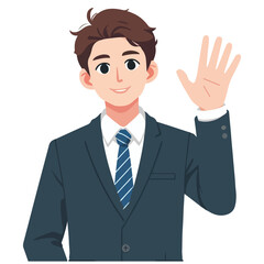 vector businessman waving hand