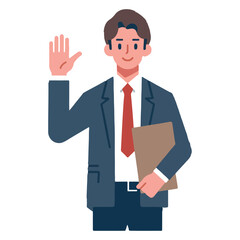 vector businessman waving hand