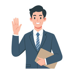 vector businessman waving hand