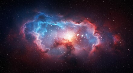 Cosmic Bloom: Crimson & Azure AI Generated