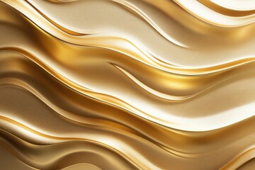 Fototapeta premium Smooth golden material with elegant flowing waves and soft highlights