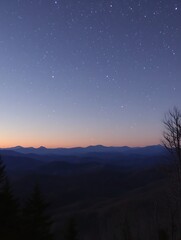 Mountain View at Night Sky