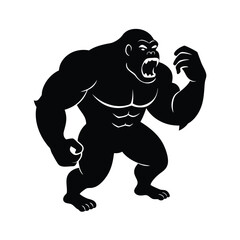 Obraz premium gorilla-pounding-chest-silhouette