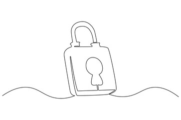 Obraz premium Continuous one line drawing of padlock. Single line drawing illustration set of office Lock. Security concept vector art. Line vector illustration.