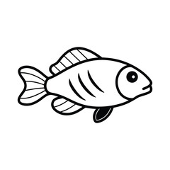 cichlid fish vector line art illustration