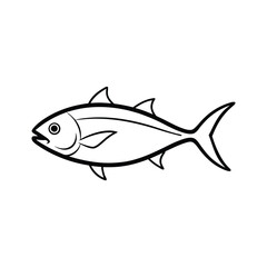 amberjack fish vector line art illustration