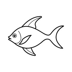Fototapeta premium platy fish vector line art illustration