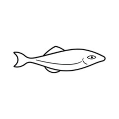 skate fish vector line art illustration on white background